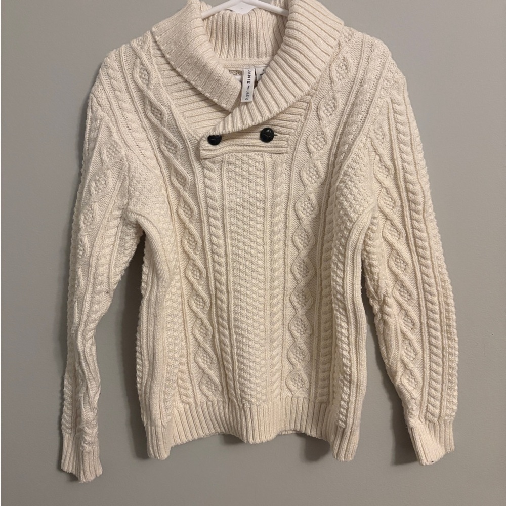 Janie and Jack Cream Ribbed Sweater